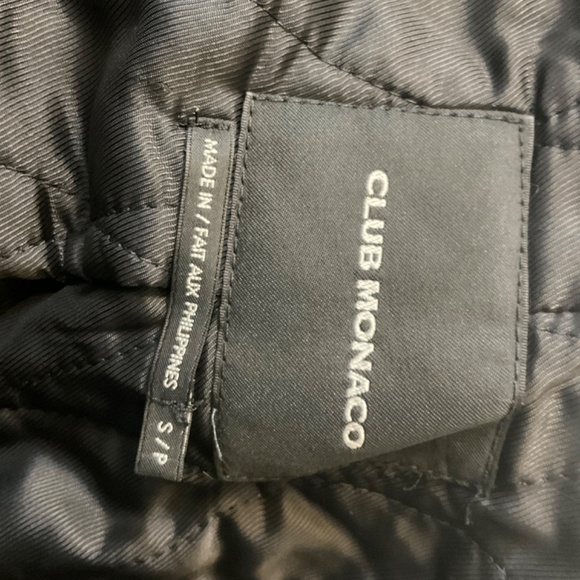 CLUB MONACO black quilted PARKA/jacket  waist tie S/P - Picture 8 of 11